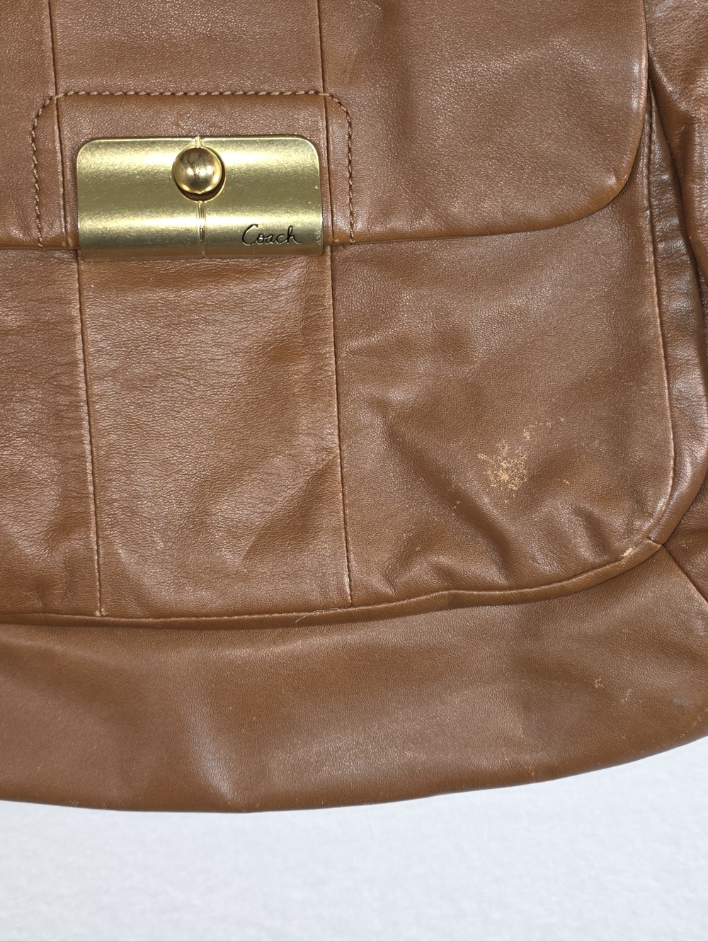 Coach Ashley Leather Tote Brown Turn Lock Pocket Large Shoulder Bag 13296 - Picture 4 of 12